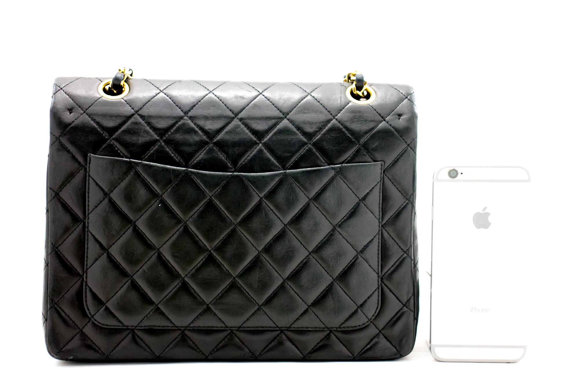 CHANEL 2.55 Double Flap Square Chain Shoulder Bag Lambskin Black In Good Condition In Takamatsu-shi, JP