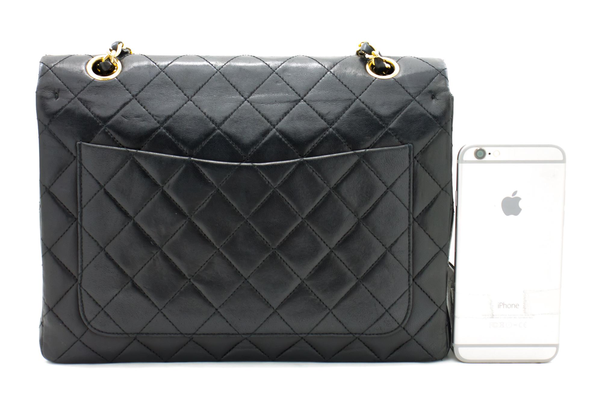 CHANEL 2.55 Double Flap Square Chain Shoulder Bag Lambskin Black In Good Condition In Takamatsu-shi, JP