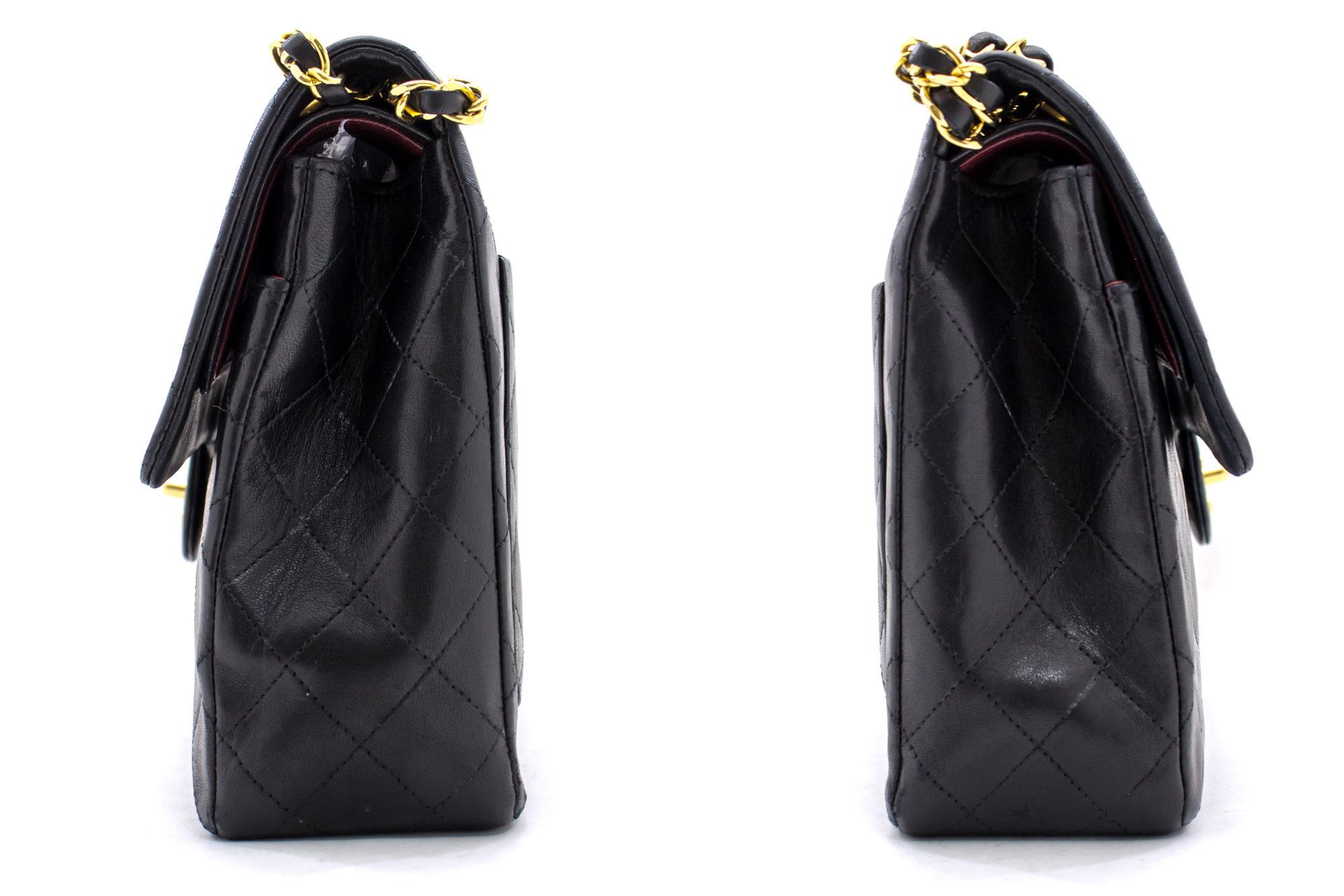 Women's CHANEL 2.55 Double Flap Square Chain Shoulder Bag Lambskin Black For Sale