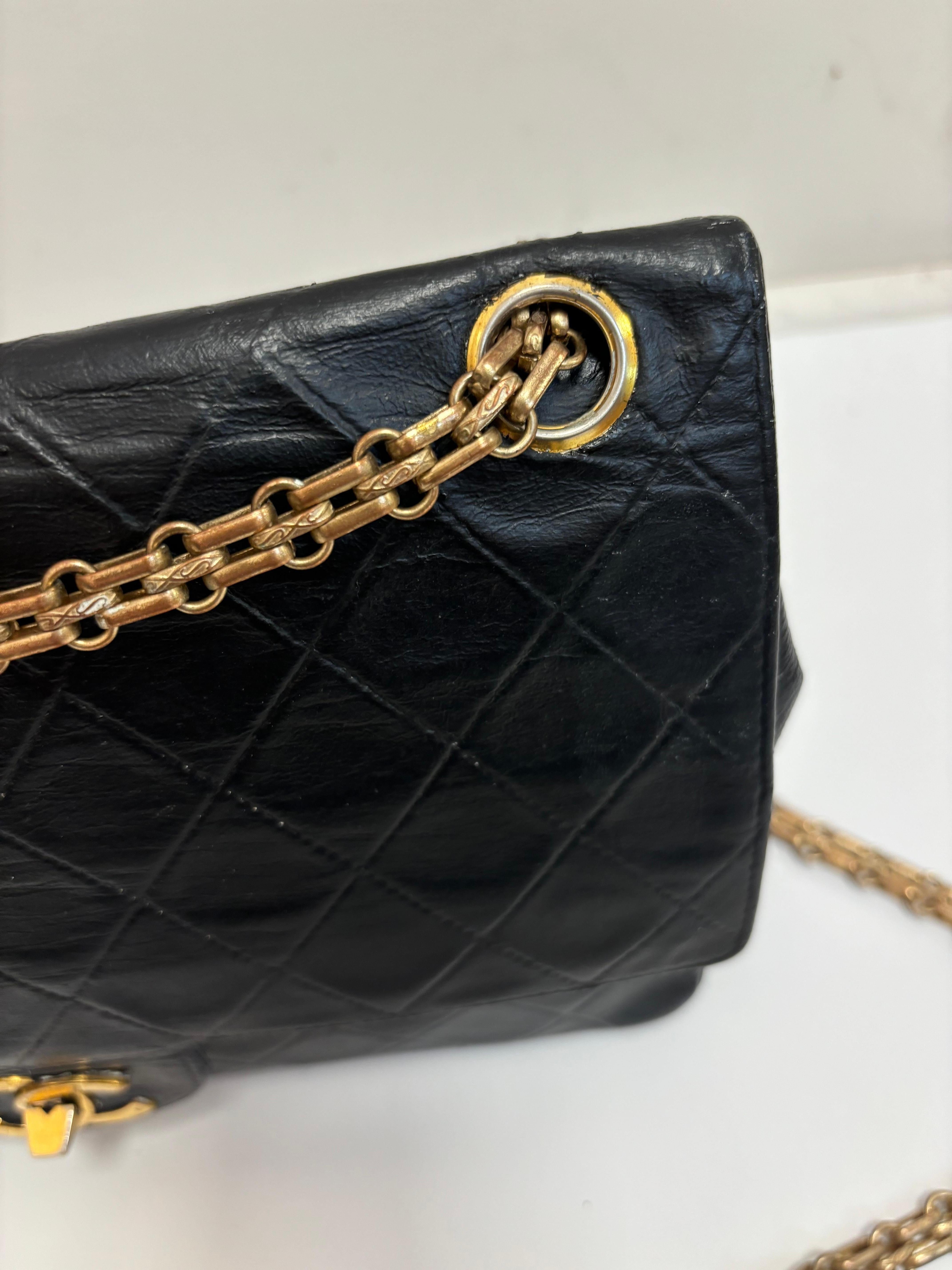 Black Chanel 2:55 Double Flap w/Re-issue Mademoiselle Chain COA Included