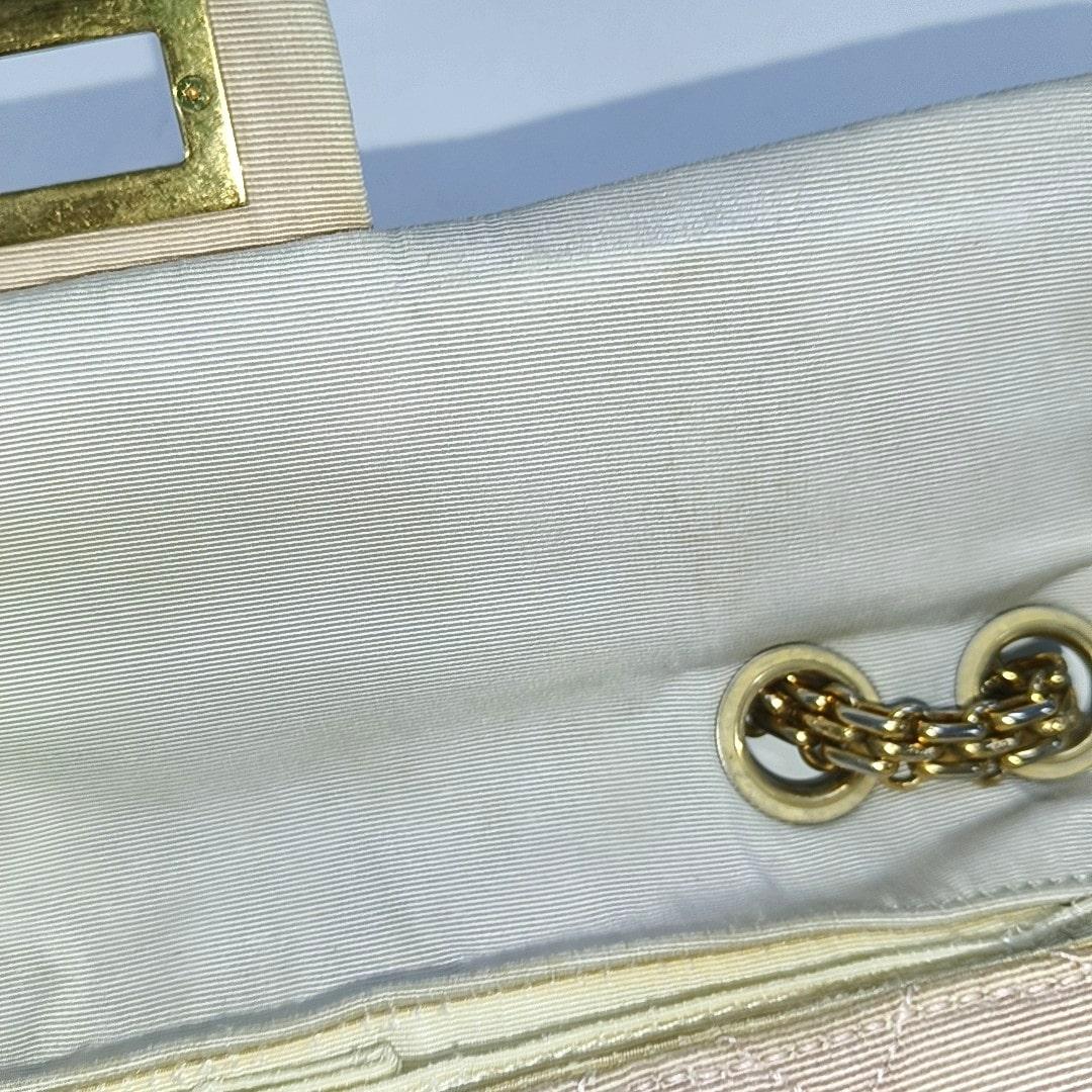 Chanel 2.55 East West Tricolor Fabric Flap Bag with Gold Chain 6