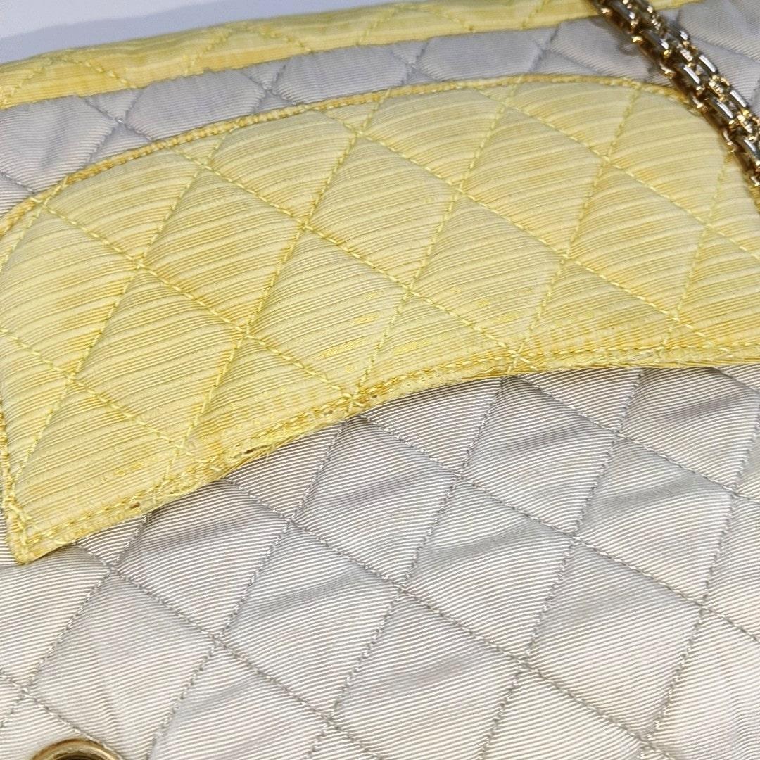 Chanel 2.55 East West Tricolor Fabric Flap Bag with Gold Chain 11