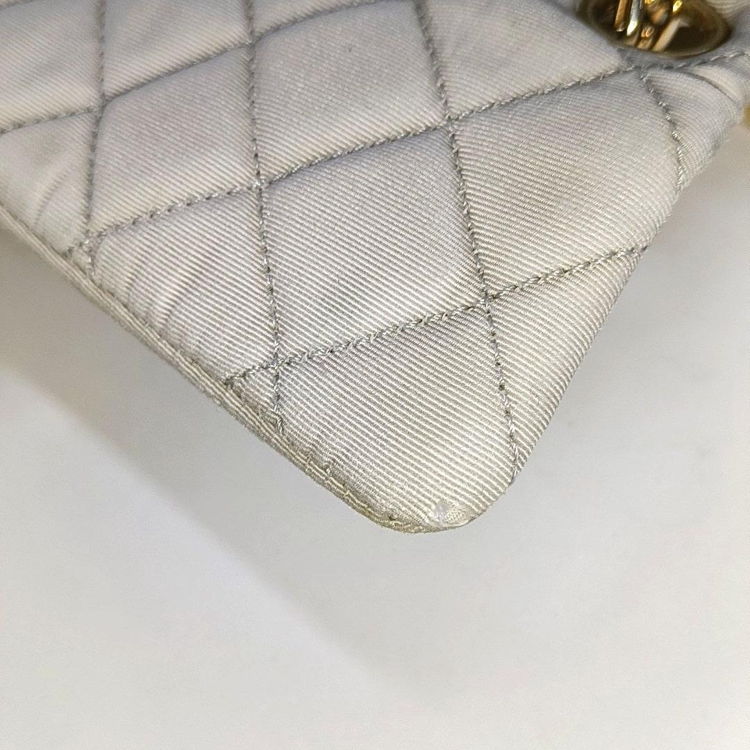 Chanel 2.55 East West Tricolor Fabric Flap Bag with Gold Chain 5