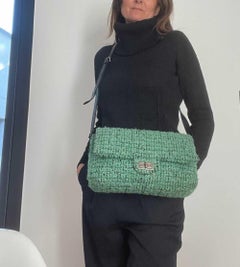 CHANEL 255 Flap Bag in Green Tweed
