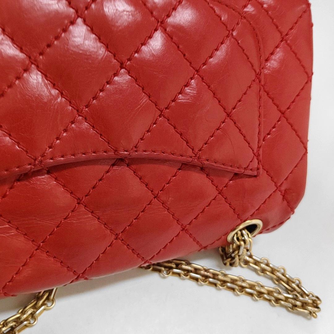 Chanel 2.55 Flap Bag Mini Red Lambskin Leather Gold-tone Hardware 6
