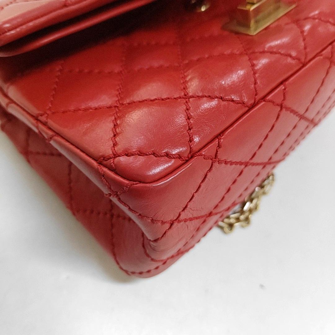 Chanel 2.55 Flap Bag Mini Red Lambskin Leather Gold-tone Hardware 7