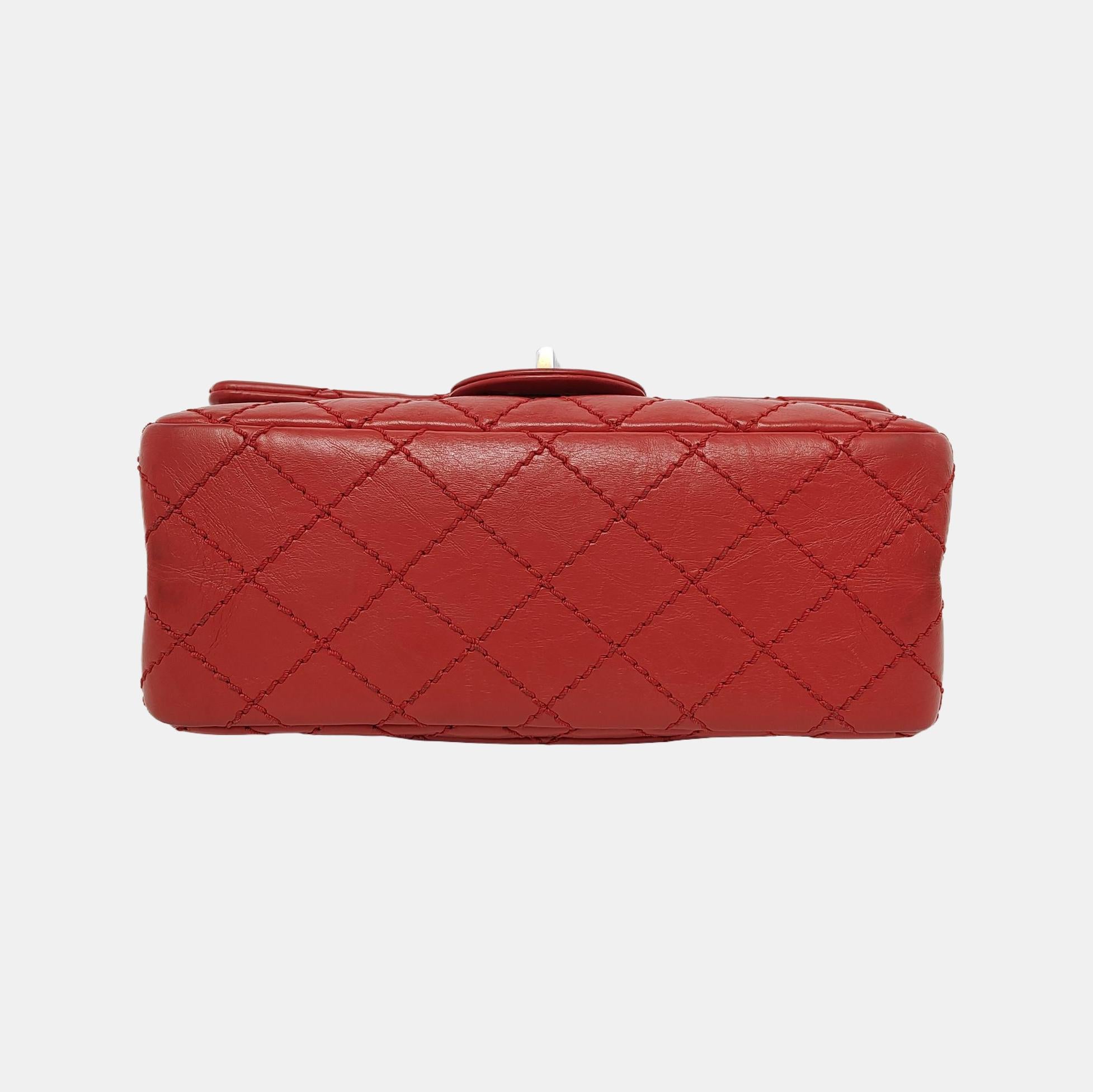 Chanel 2.55 Flap Bag Mini Red Lambskin Leather Gold-tone Hardware 1