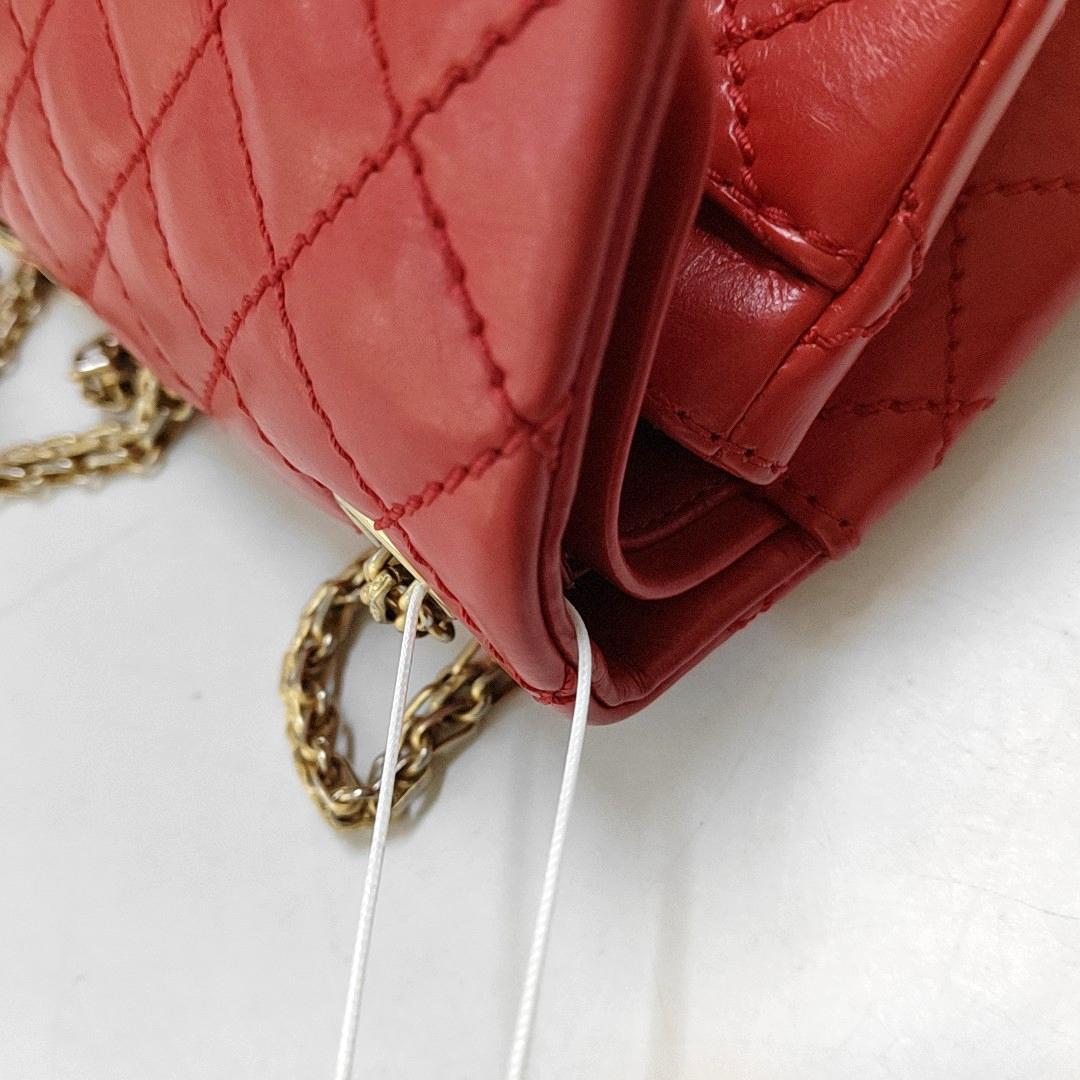 Chanel 2.55 Flap Bag Mini Red Lambskin Leather Gold-tone Hardware 3