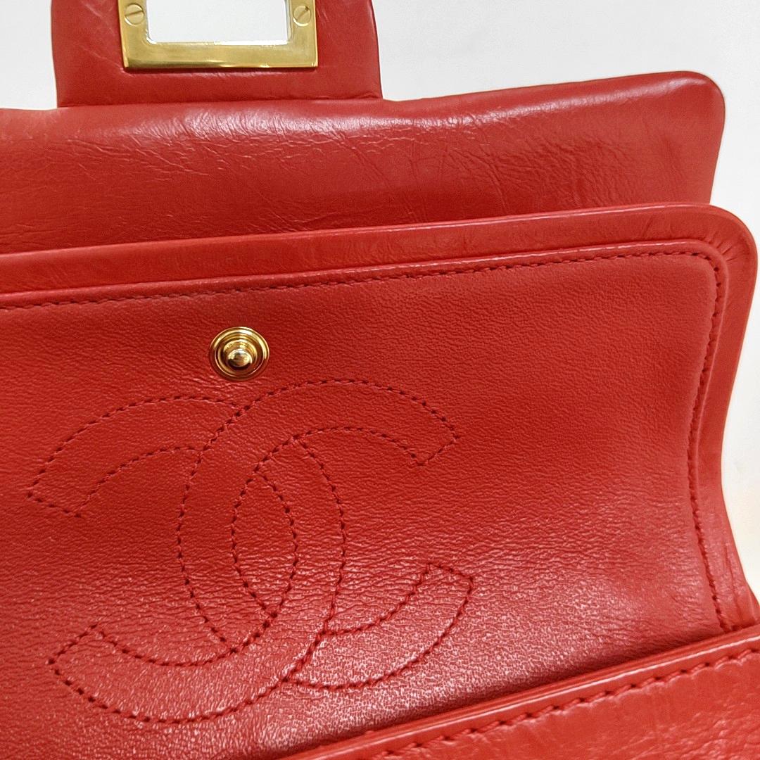 Chanel 2.55 Flap Bag Mini Red Lambskin Leather Gold-tone Hardware 4