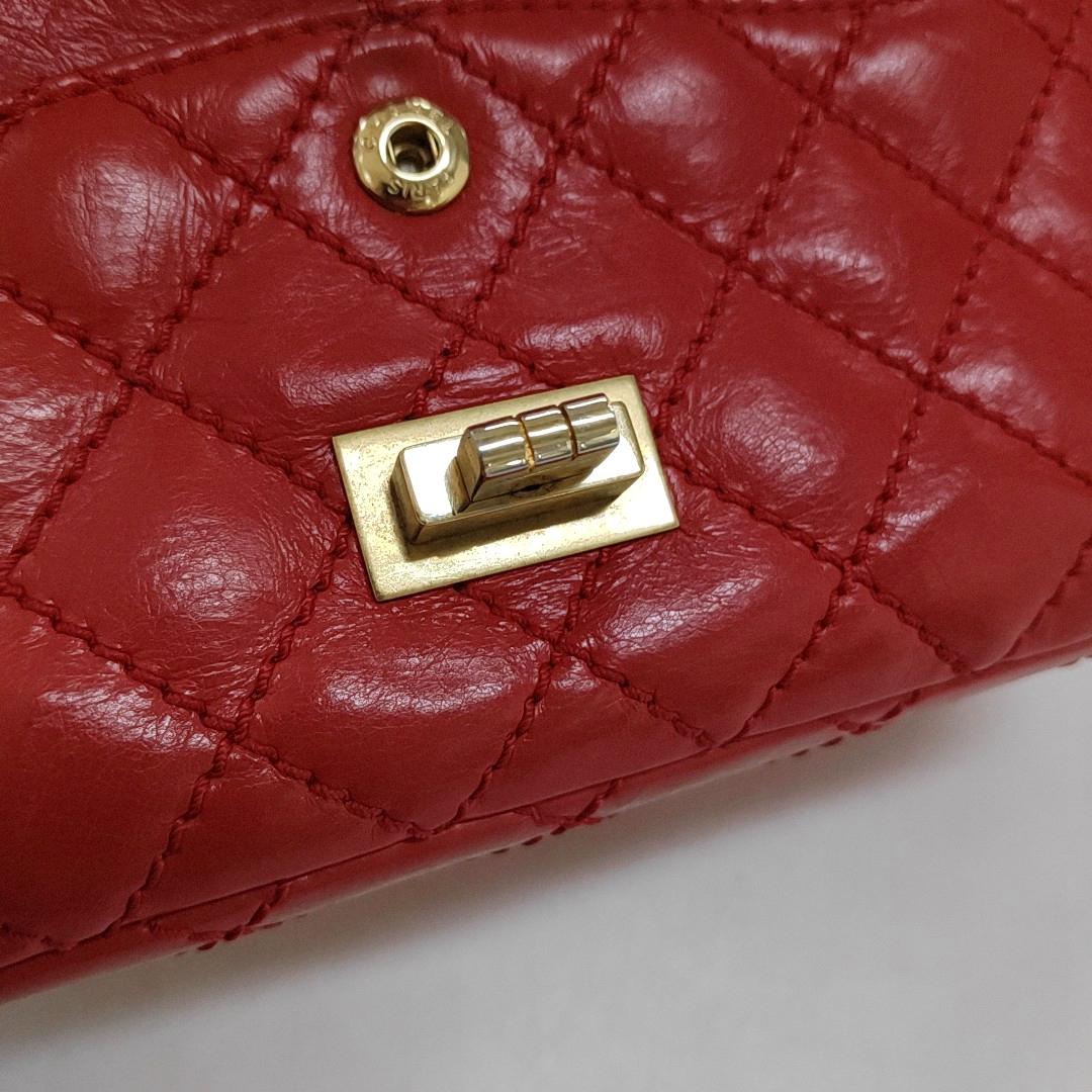 Chanel 2.55 Flap Bag Mini Red Lambskin Leather Gold-tone Hardware 5