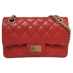 Chanel 2.55 Flap Bag Mini Red Lambskin Leather Gold-tone Hardware