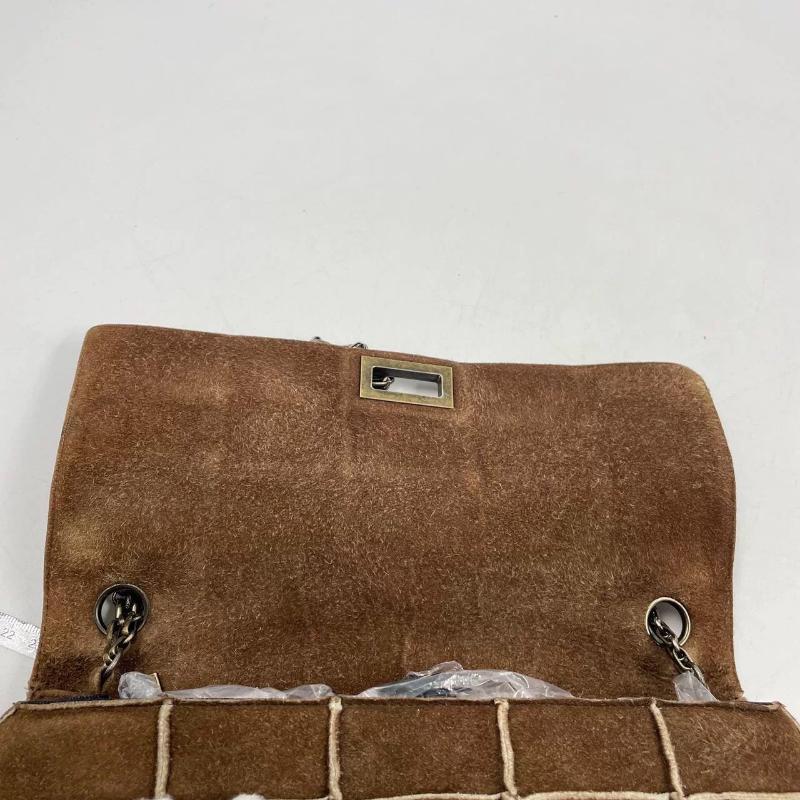 Chanel 2.55 Flap Bag Vintage Chocolate Bar 1997 Medium Suede Brown 13