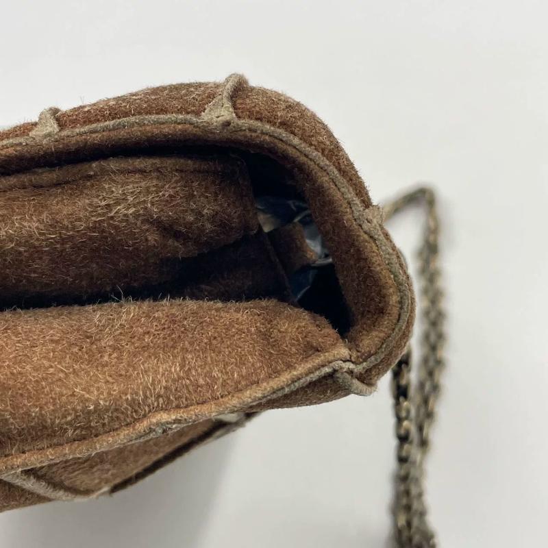Chanel 2.55 Flap Bag Vintage Chocolate Bar 1997 Medium Suede Brown 16