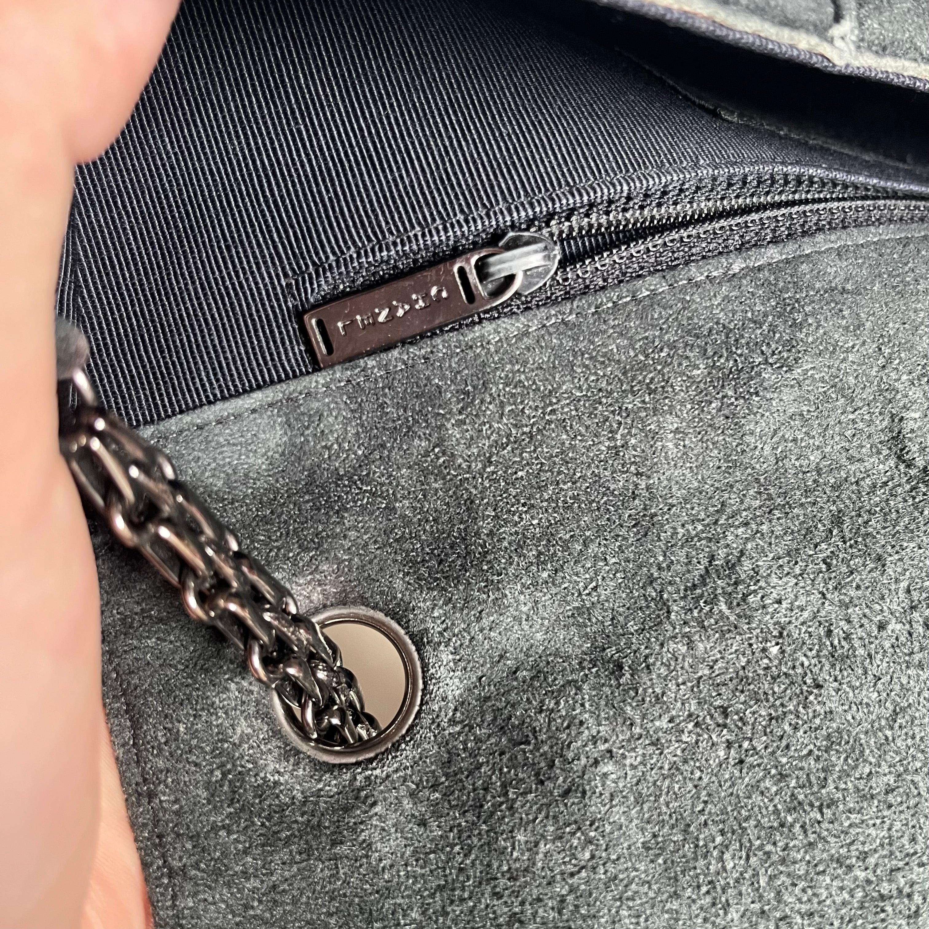 Chanel 2.55 Flap Bag Vintage Chocolate Bar 1997 Medium Suede Green 9