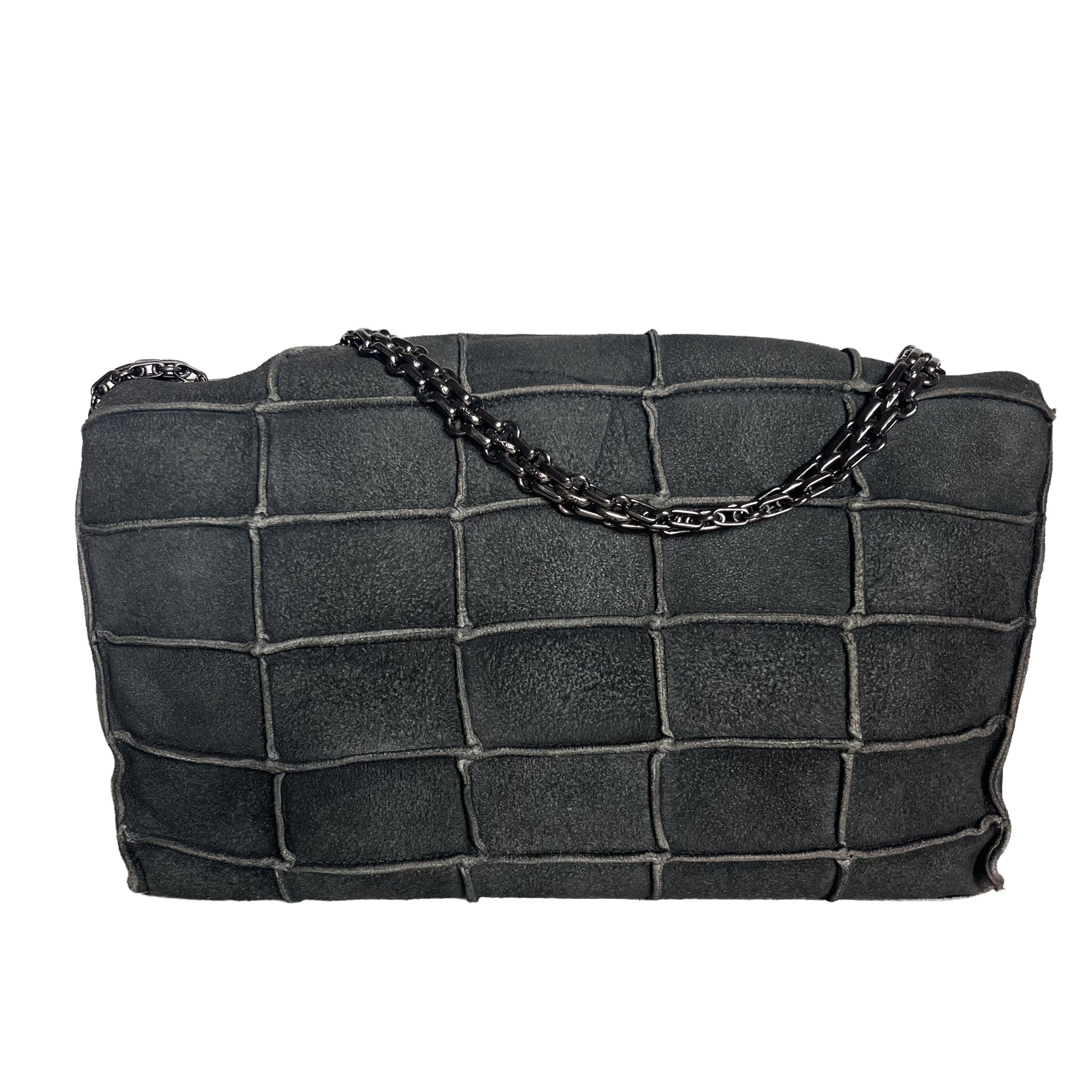Women's Chanel 2.55 Flap Bag Vintage Chocolate Bar 1997 Medium Suede Green