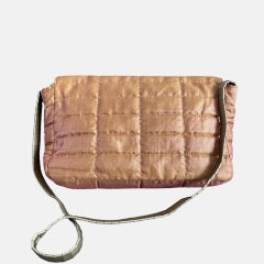 Chanel 2.55 Flap Bag Vintage Cloth Chocolate Bar 1997 Small Iridescent Pink
