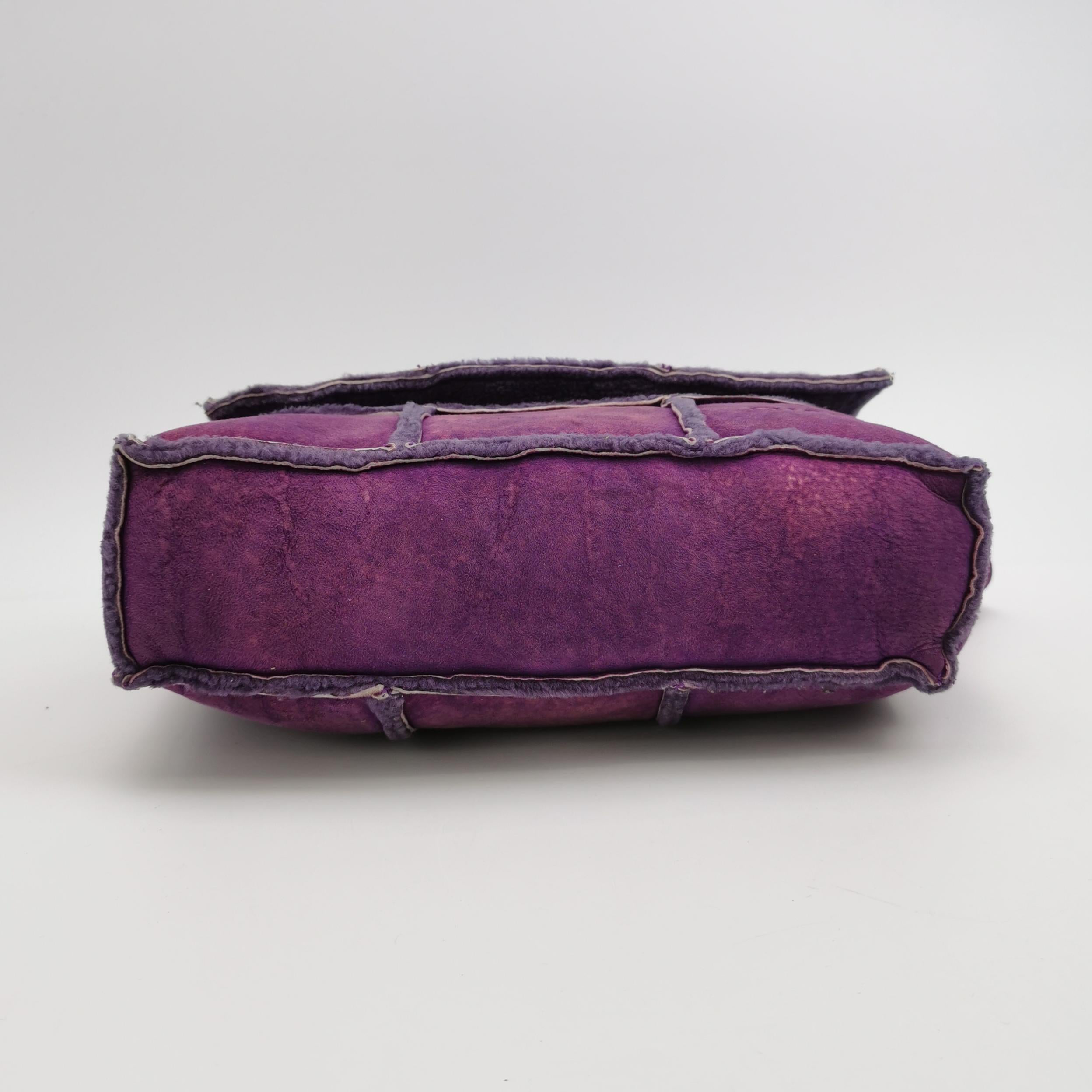 Chanel 2.55 Flap Vintage Chocolate Bar Purple Suede Crossbody Messenger Bag For Sale 1