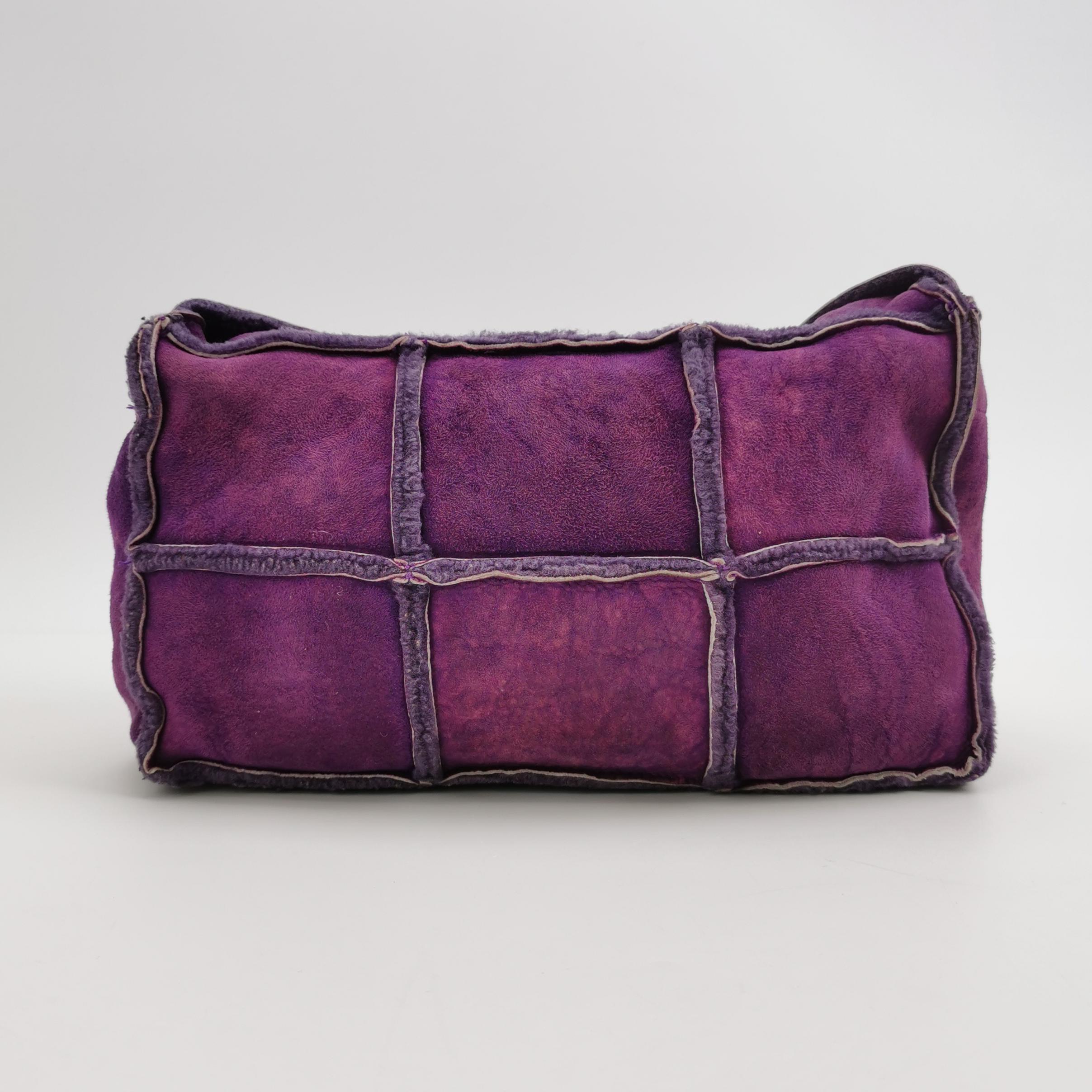 Chanel 2.55 Flap Vintage Chocolate Bar Purple Suede Crossbody Messenger Bag For Sale 2