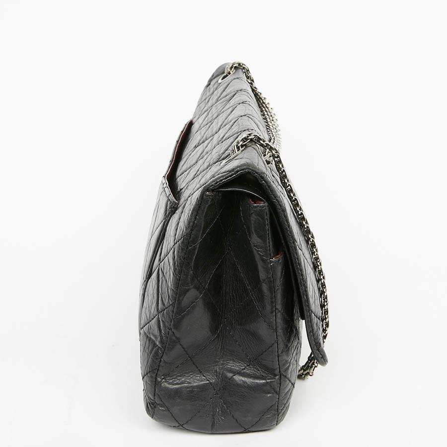 Women's CHANEL 2.55 GM Aged Black Leather Handbag 