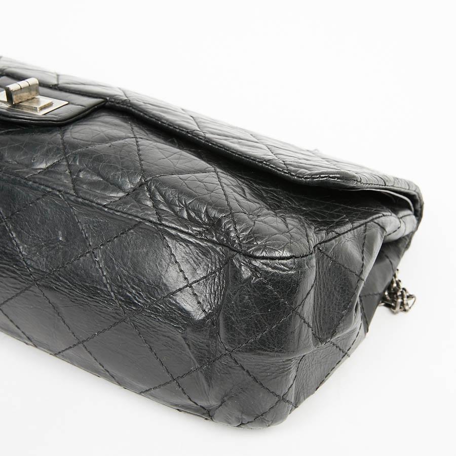 CHANEL 2.55 GM Aged Black Leather Handbag  1