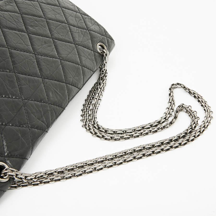 CHANEL 2.55 GM Aged Black Leather Handbag  4