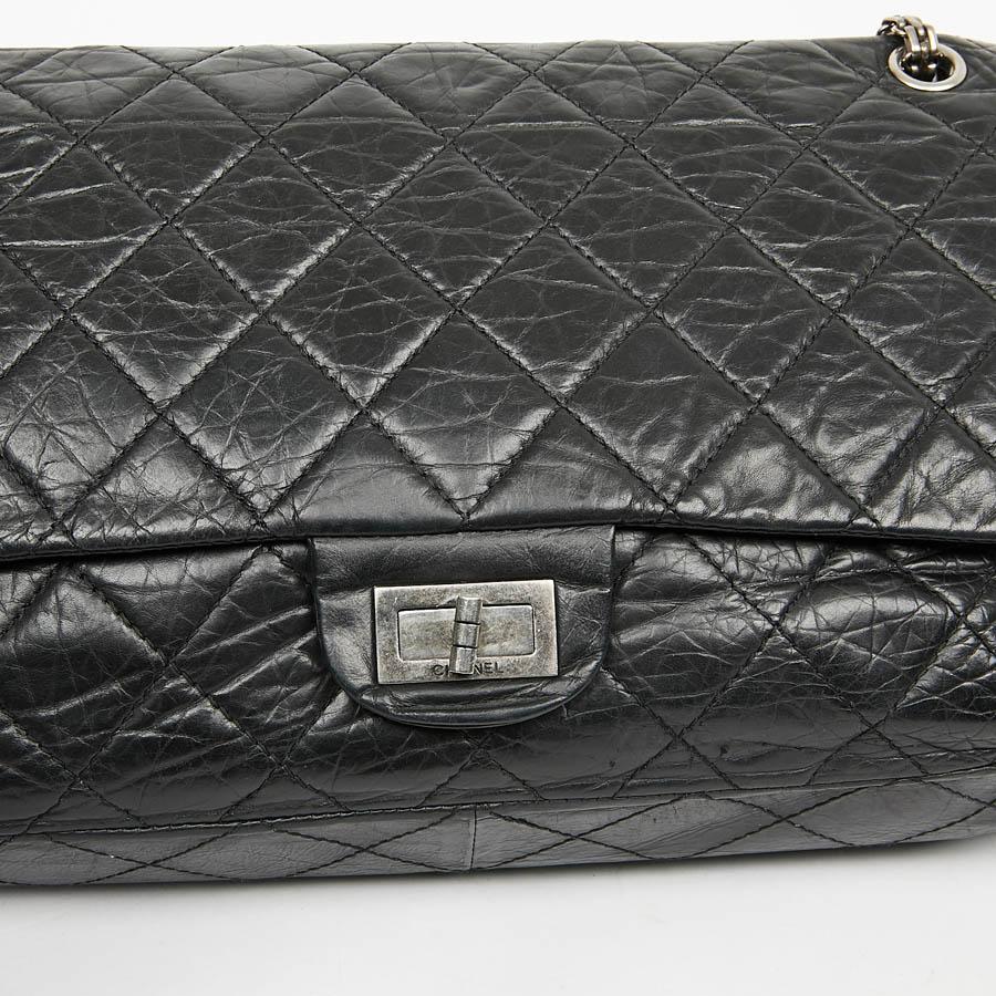 CHANEL 2.55 GM Aged Black Leather Handbag  5