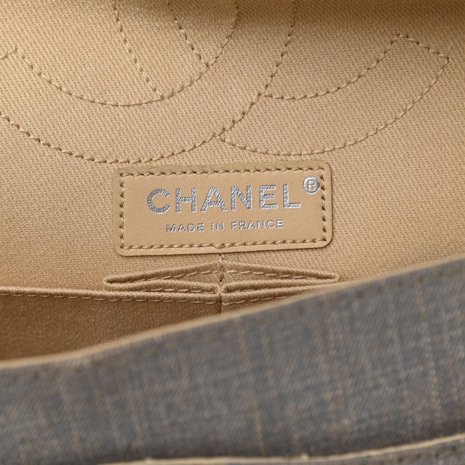 Chanel 2.55 Grey Reissue Canvas Denim Small Classic Double Flap Limited Edition For Sale 4