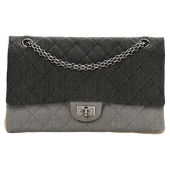 Chanel 2.55 Grey Reissue Canvas Denim Small Classic Double Flap Limited Edition