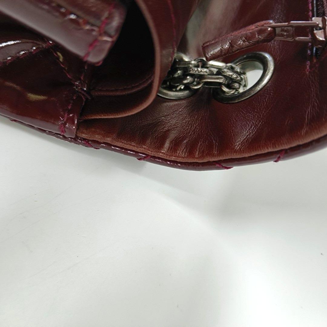 Chanel 2.55 Jumbo Double Flap Burgundy Patent Leather Silver HW 2010 6