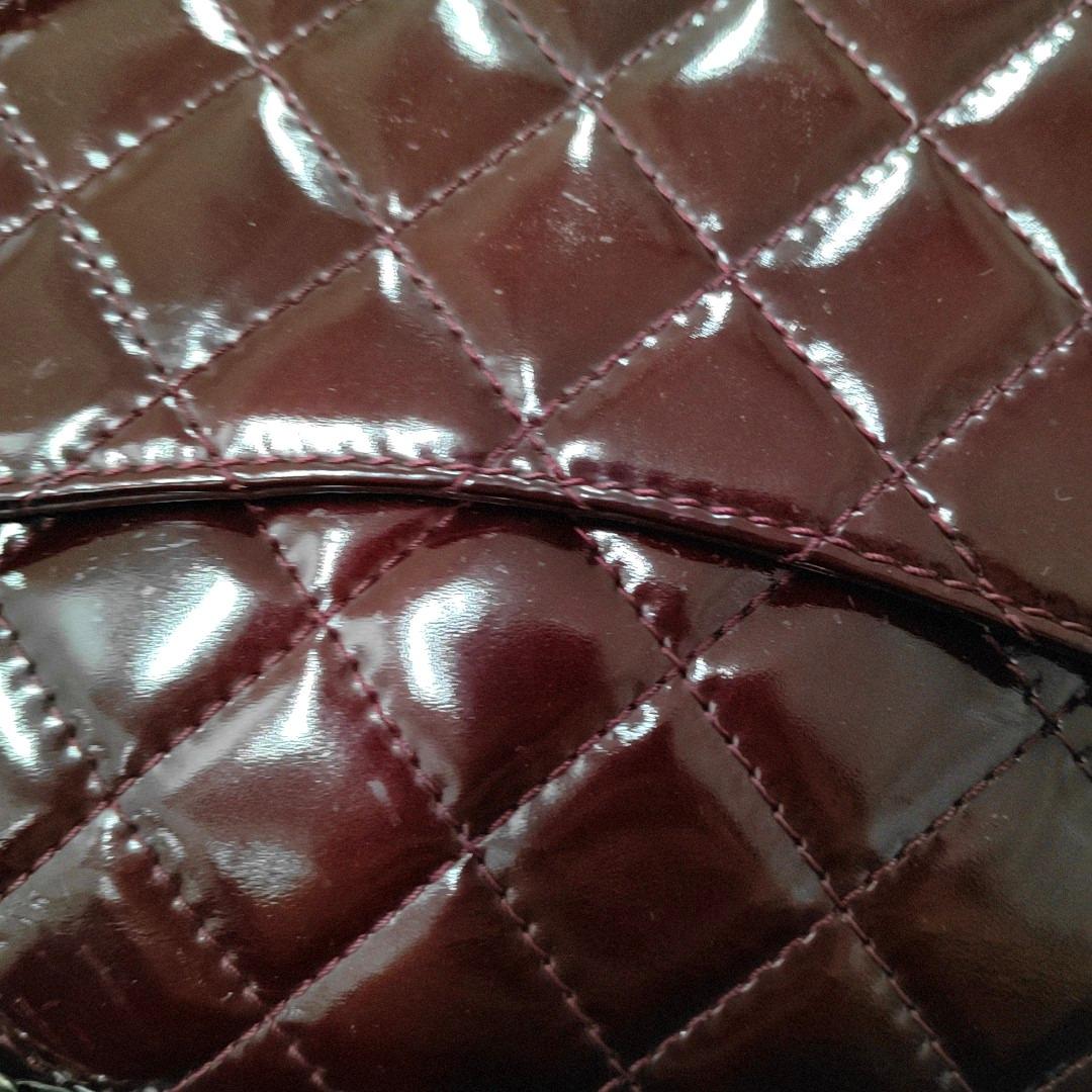 Chanel 2.55 Jumbo Double Flap Burgundy Patent Leather Silver HW 2010 7
