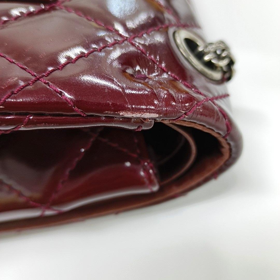 Chanel 2.55 Jumbo Double Flap Burgundy Patent Leather Silver HW 2010 9