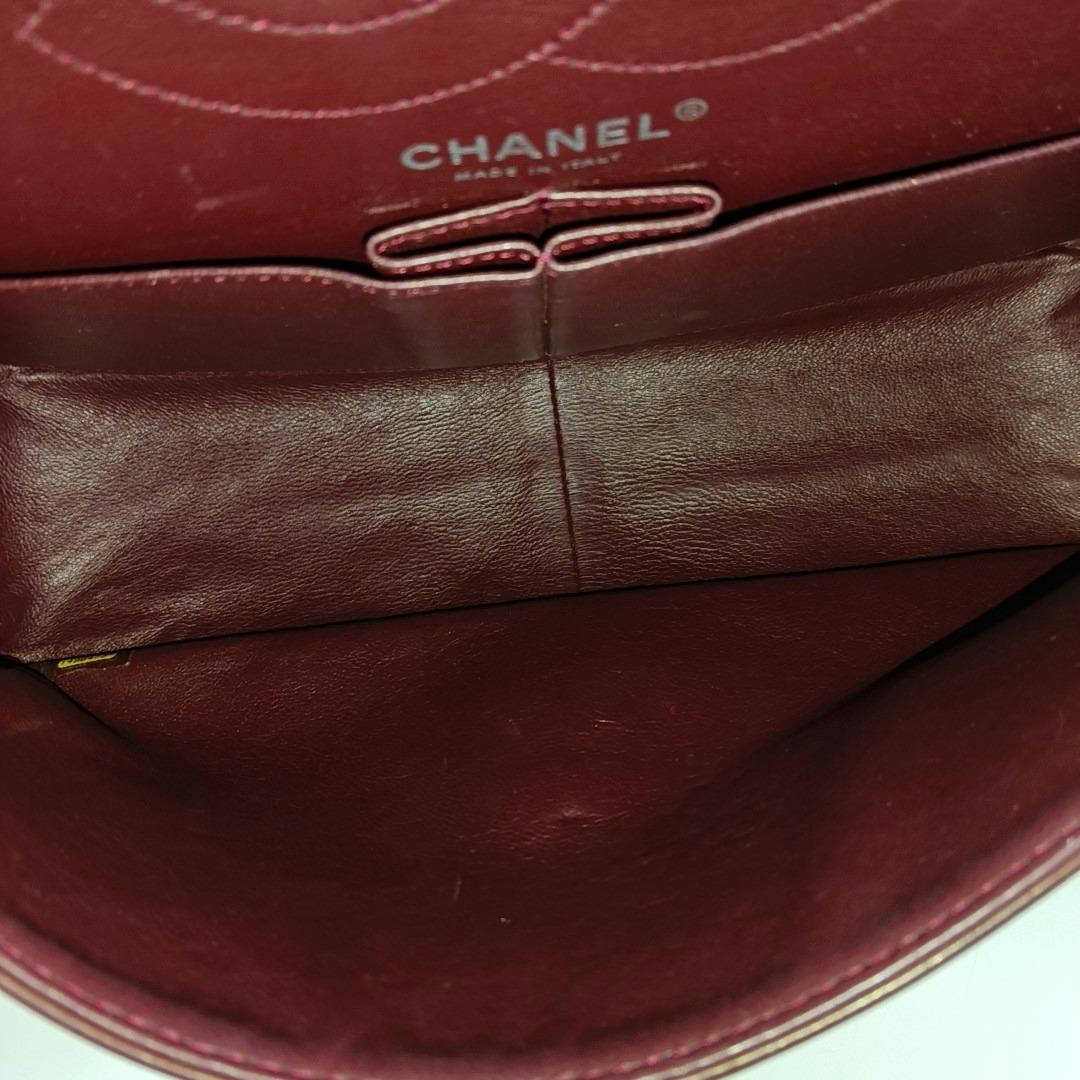 Chanel 2.55 Jumbo Double Flap Burgundy Patent Leather Silver HW 2010 11