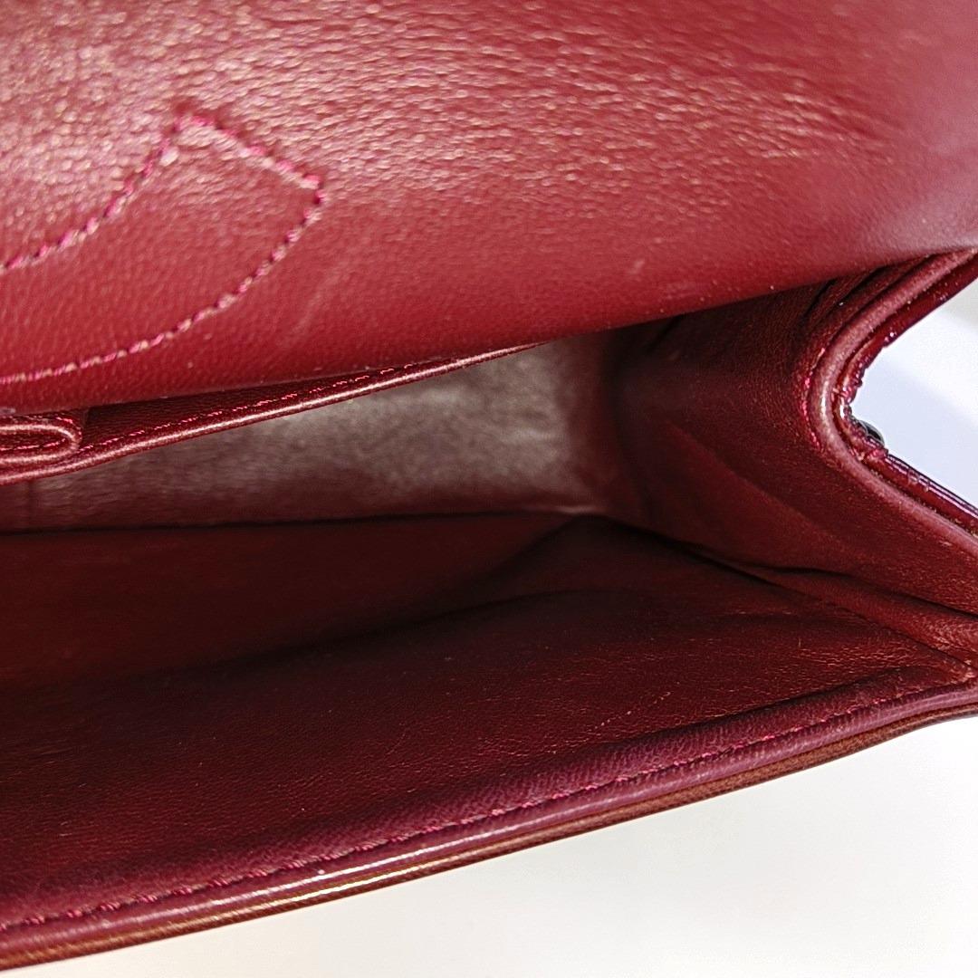 Chanel 2.55 Jumbo Double Flap Burgundy Patent Leather Silver HW 2010 12