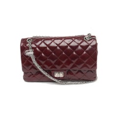 Chanel 2.55 Jumbo Double Flap Burgundy Patent Leather Silver HW 2010
