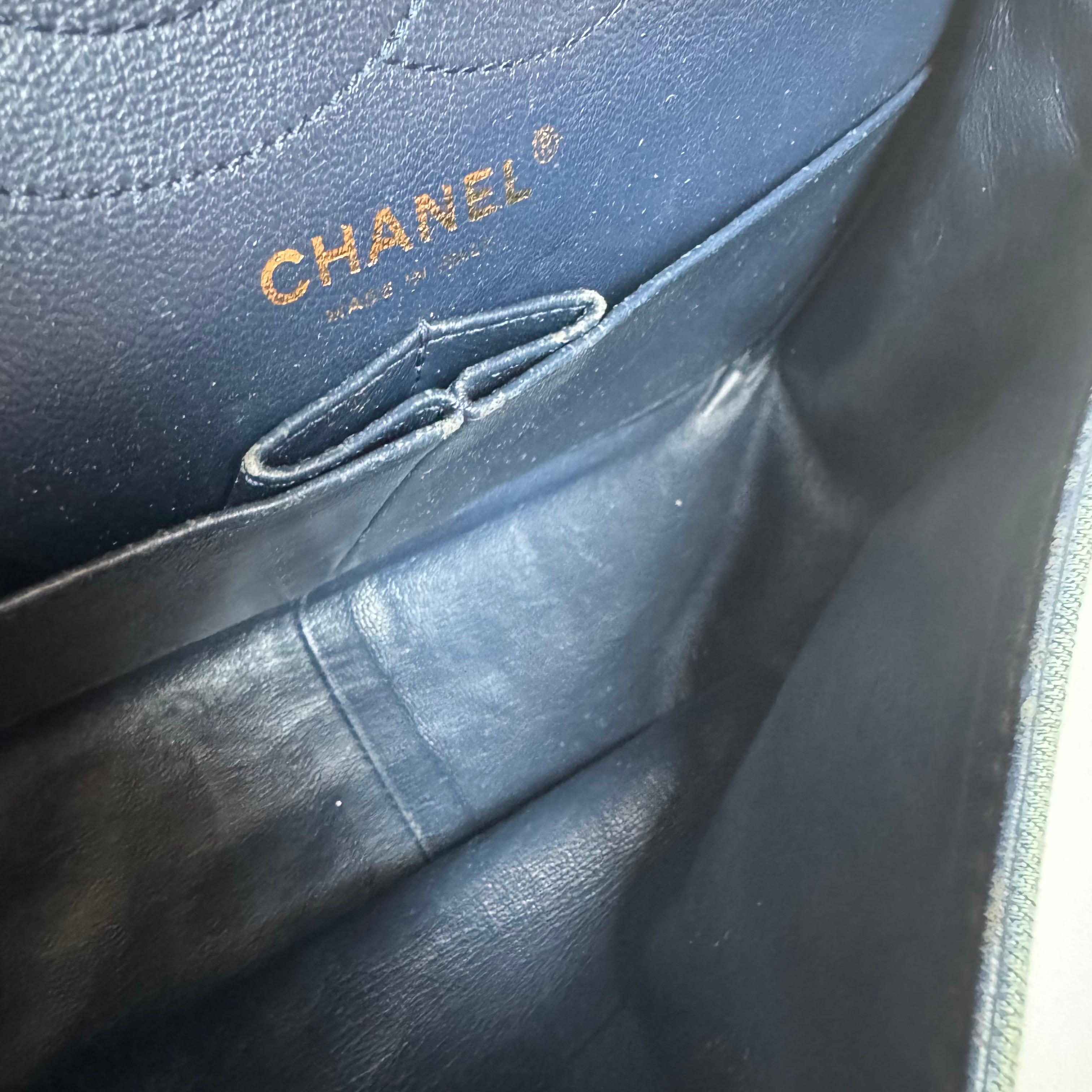 Chanel 2.55 Jumbo Double Flap Denim Gold-tone Hardware 2012 For Sale 12
