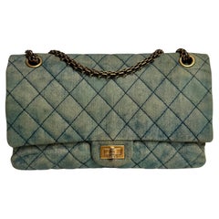 Chanel 2.55 Jumbo Double Flap Denim Hardware Gold-tone 2012