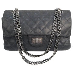 CHANEL 2.55 Mademoiselle Handbag in Grey Caviar Leather