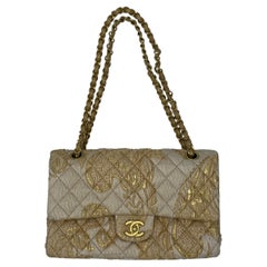 Chanel 2.55 Medium Flap Bag Gold Canvas