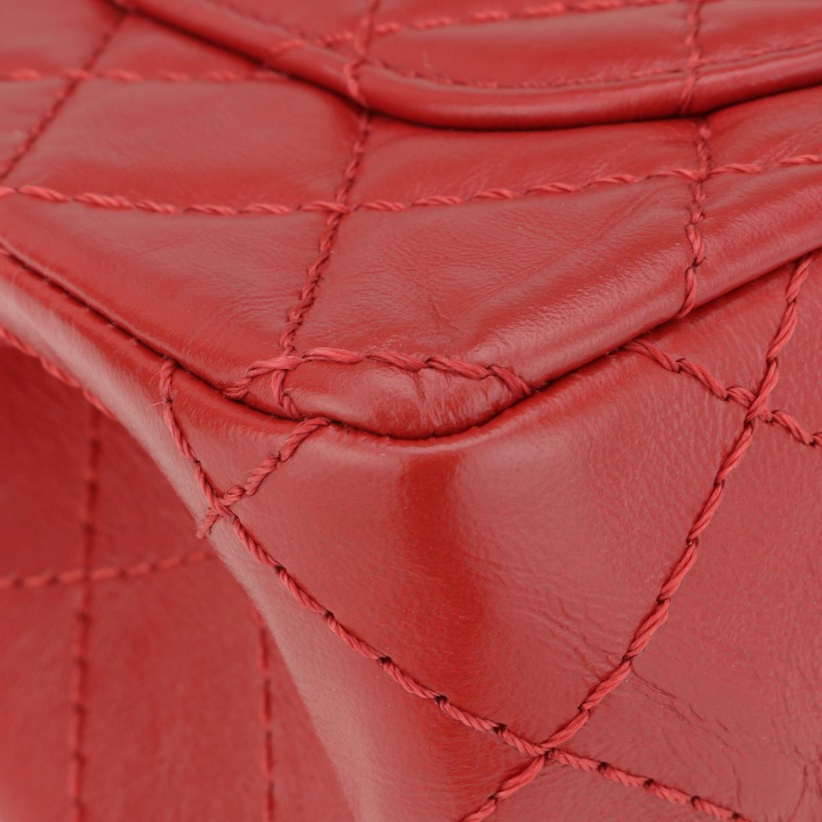 CHANEL 2.55 Mini Reissue Quilted Flap Bag Red Aged Calfskin Gold Hardware 2020 For Sale 5