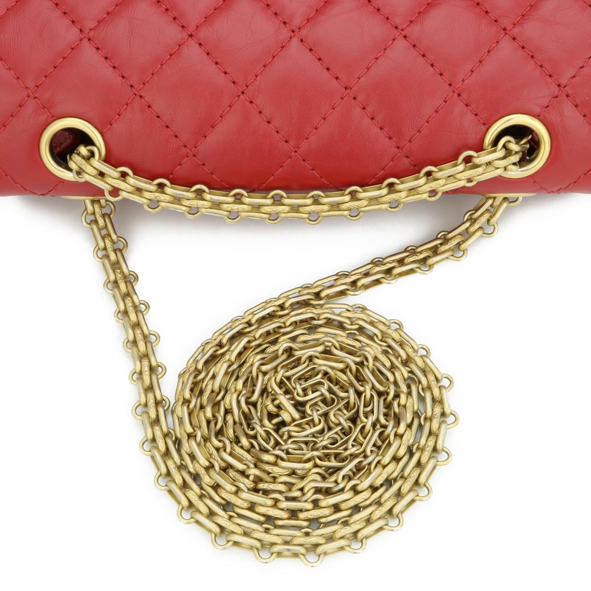 CHANEL 2.55 Mini Reissue Quilted Flap Bag Red Aged Calfskin Gold Hardware 2020 For Sale 7