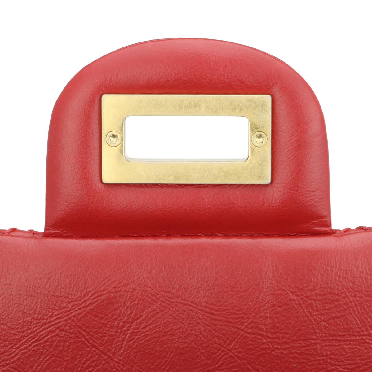 CHANEL 2.55 Mini Reissue Quilted Flap Bag Red Aged Calfskin Gold Hardware 2020 For Sale 9