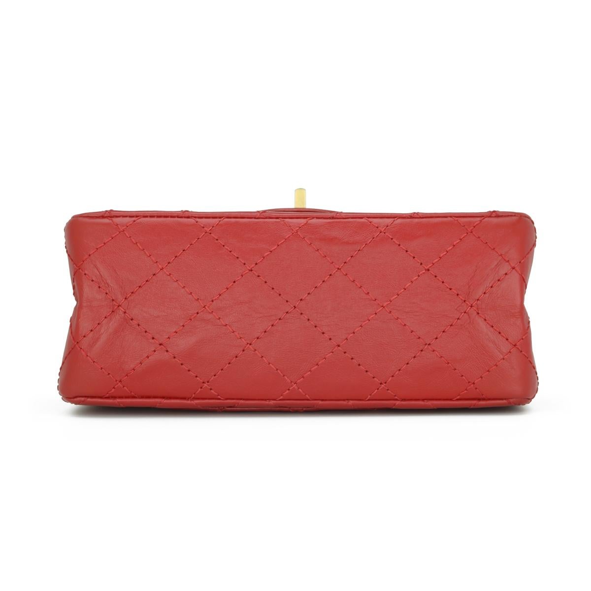 CHANEL 2.55 Mini Reissue Quilted Flap Bag Red Aged Calfskin Gold Hardware 2020 For Sale 2