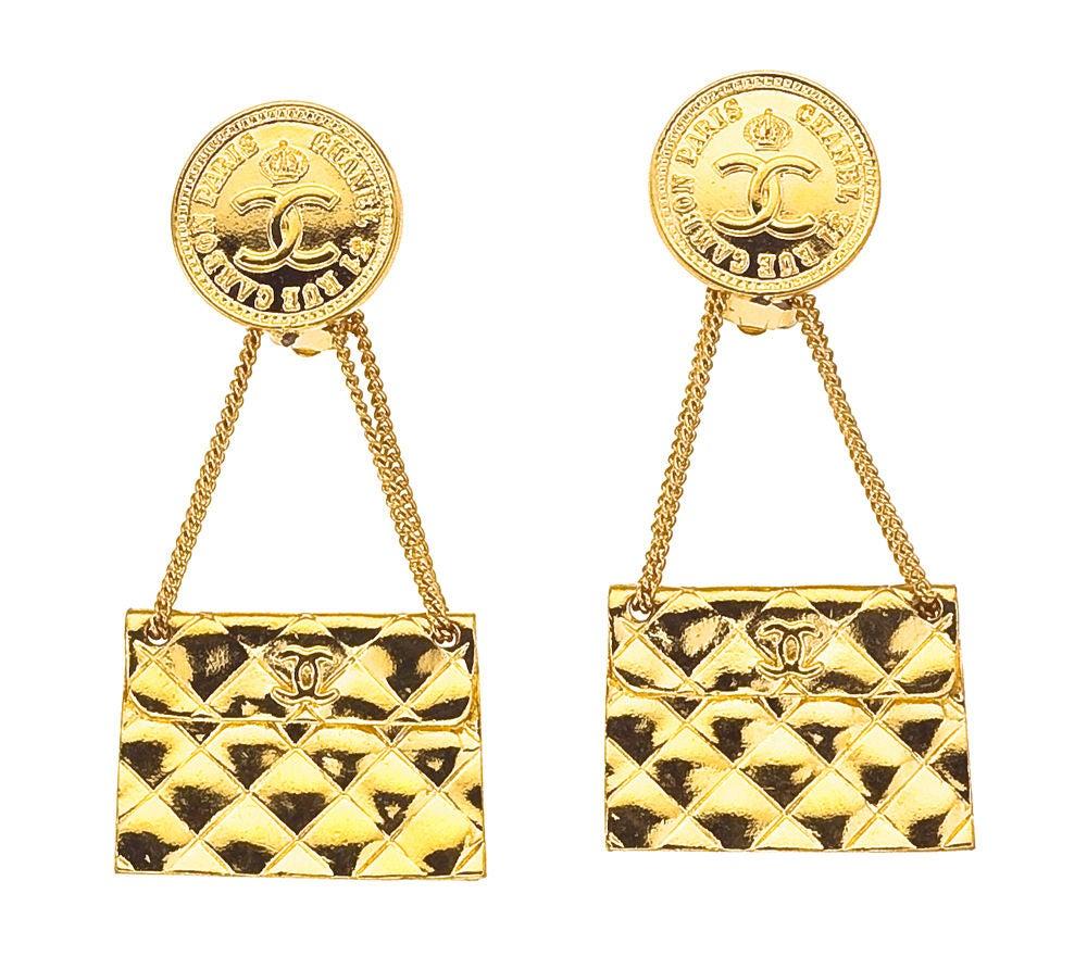 chanel handbag earrings