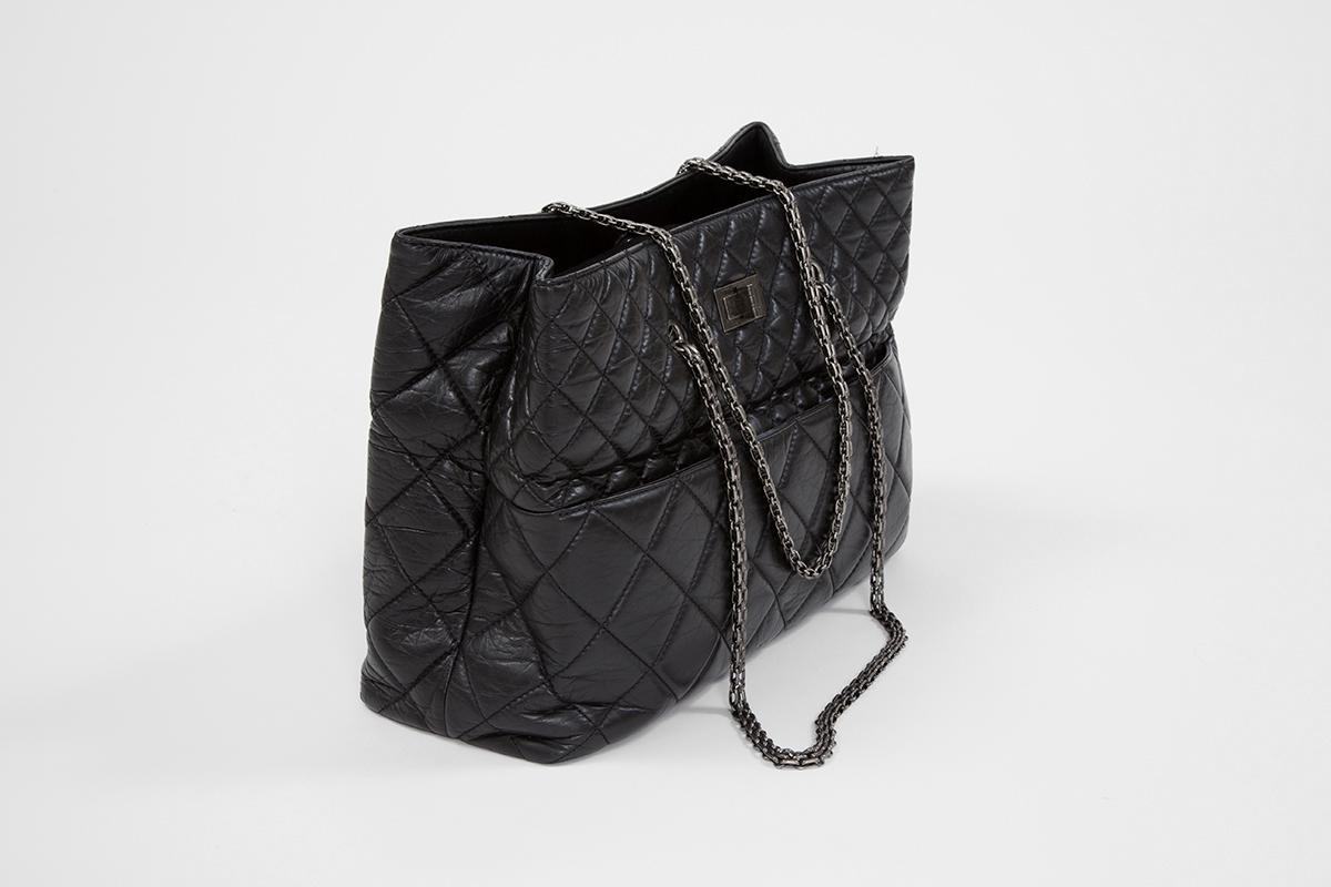 quilted leather tote bag