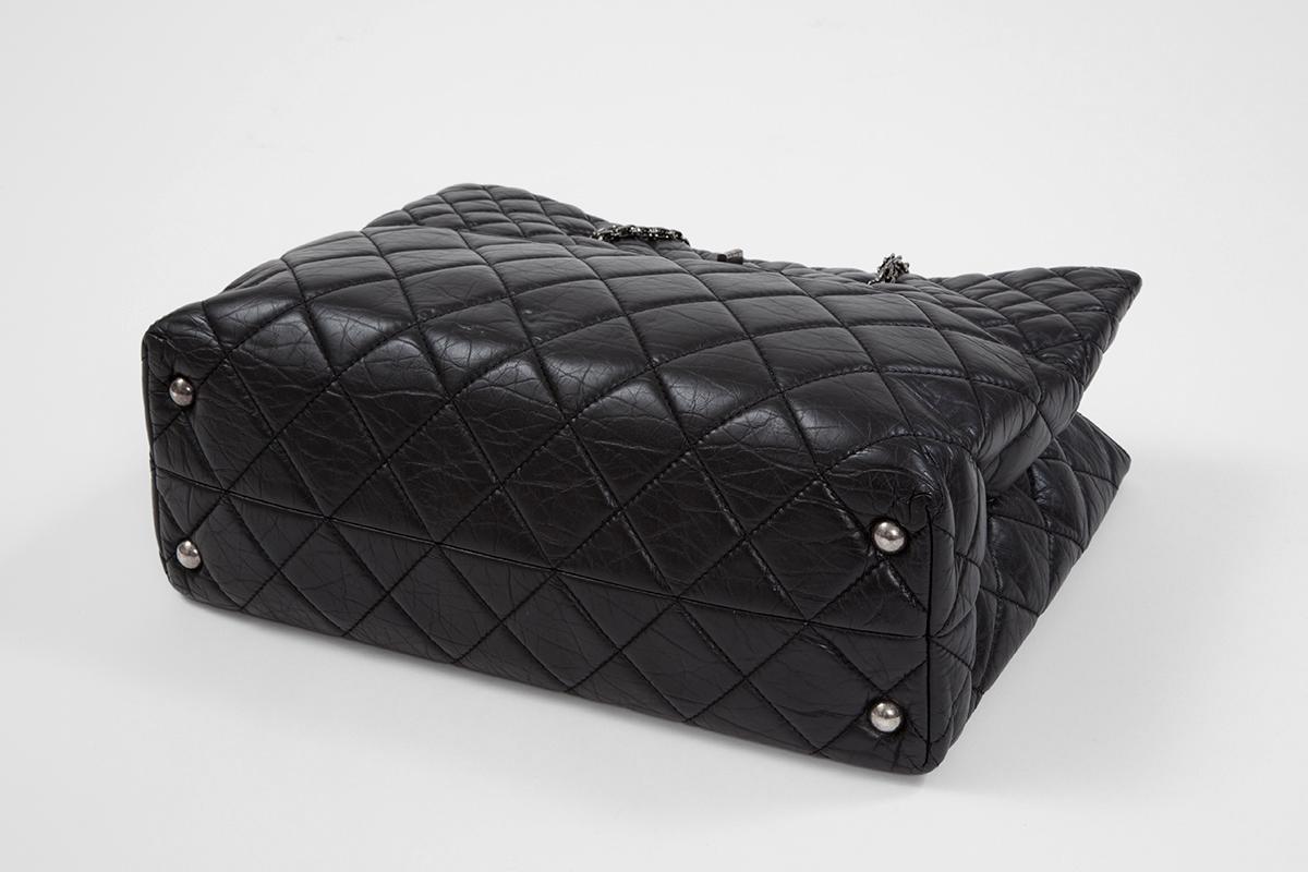 Black Chanel 2.55 Quilted Leather Grand Shopping Tote Bag