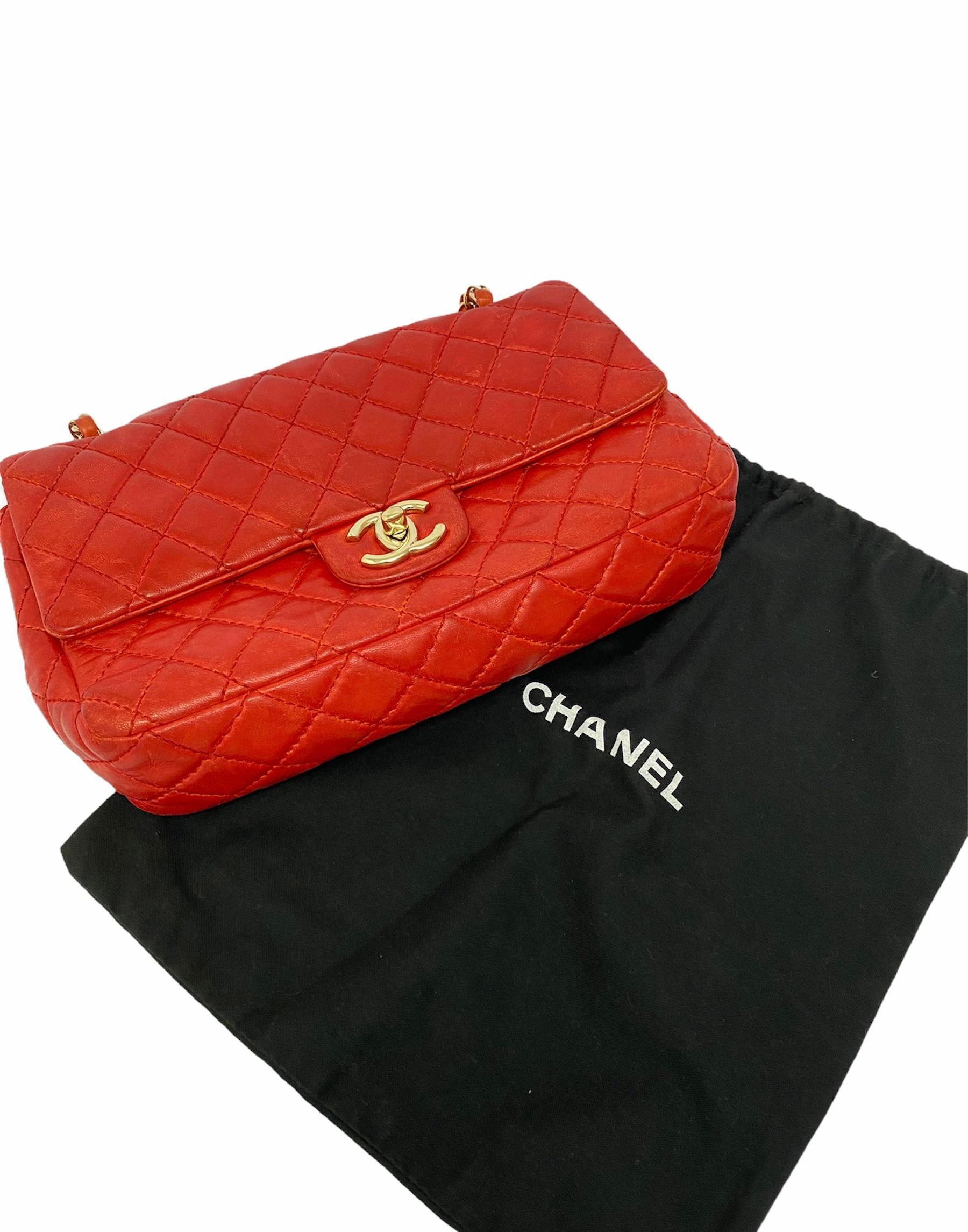 Chanel 2.55 Red Leather with Golden Hardware 8