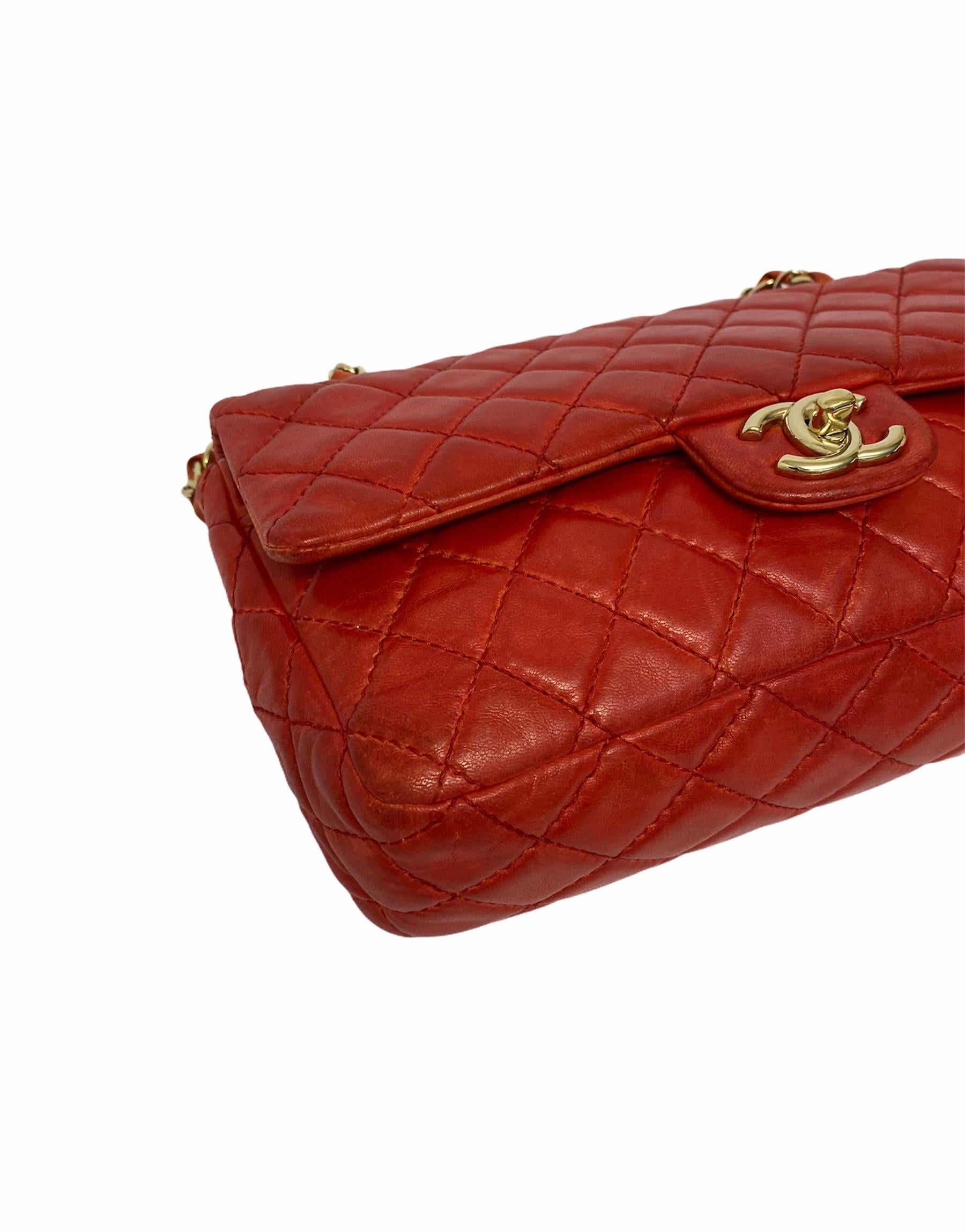 Chanel 2.55 Red Leather with Golden Hardware 3