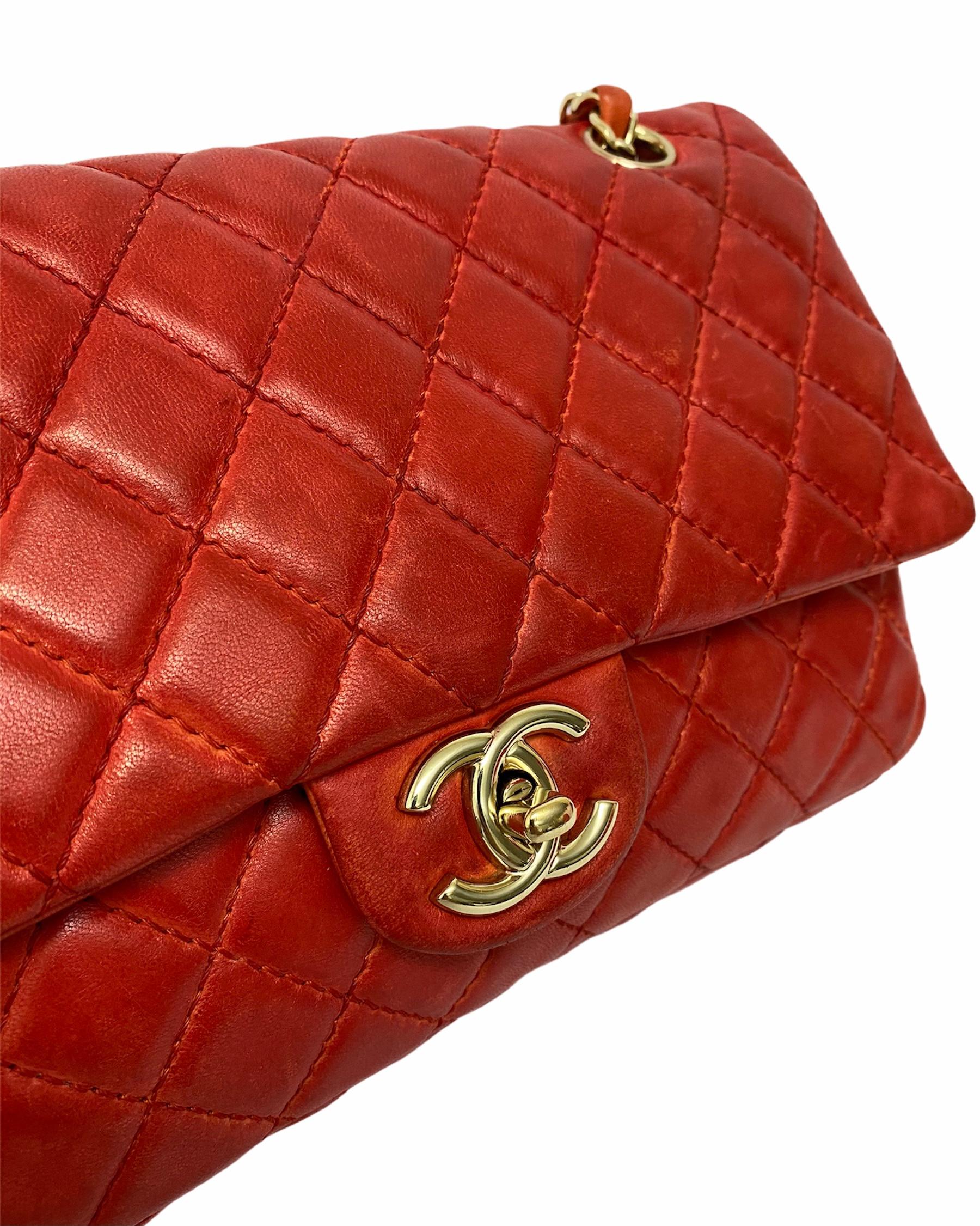 Chanel 2.55 Red Leather with Golden Hardware 4