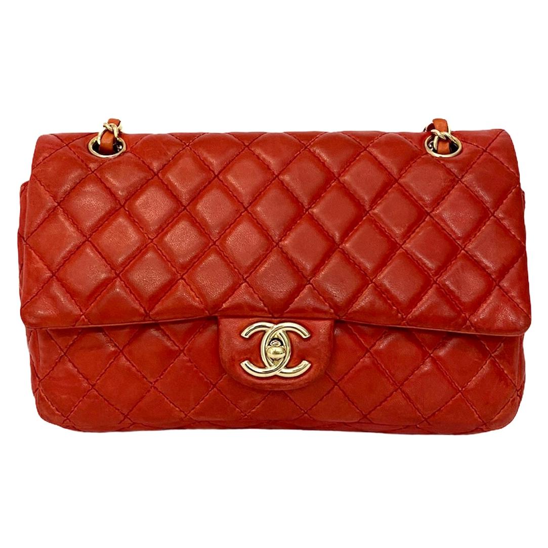 Chanel 2.55 Red Leather with Golden Hardware