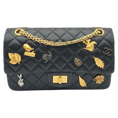 Chanel 2.55 Reissue 225 Lucky Charms Flap Bag Limited Edition Black Leather